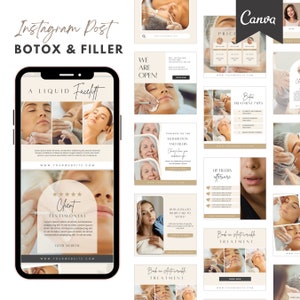Botox and Lip Filler Instagram Post Templates, Aesthetics Beauty Skincare, Medspa branding kit, Nurse Injector Instagram Templates