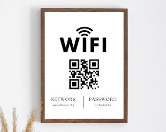 Plantilla editable de señal de contraseña de wifi: Airbnb imprimible (Canva)