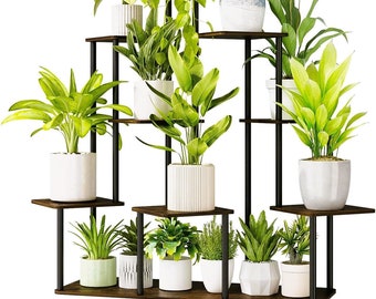 9 Tier Wood Metal Handmade Large Plant Stand Indoor | Tall Plant Stand | Multi Plant Stand | Modern Plant Stand | Plant Lover Gift