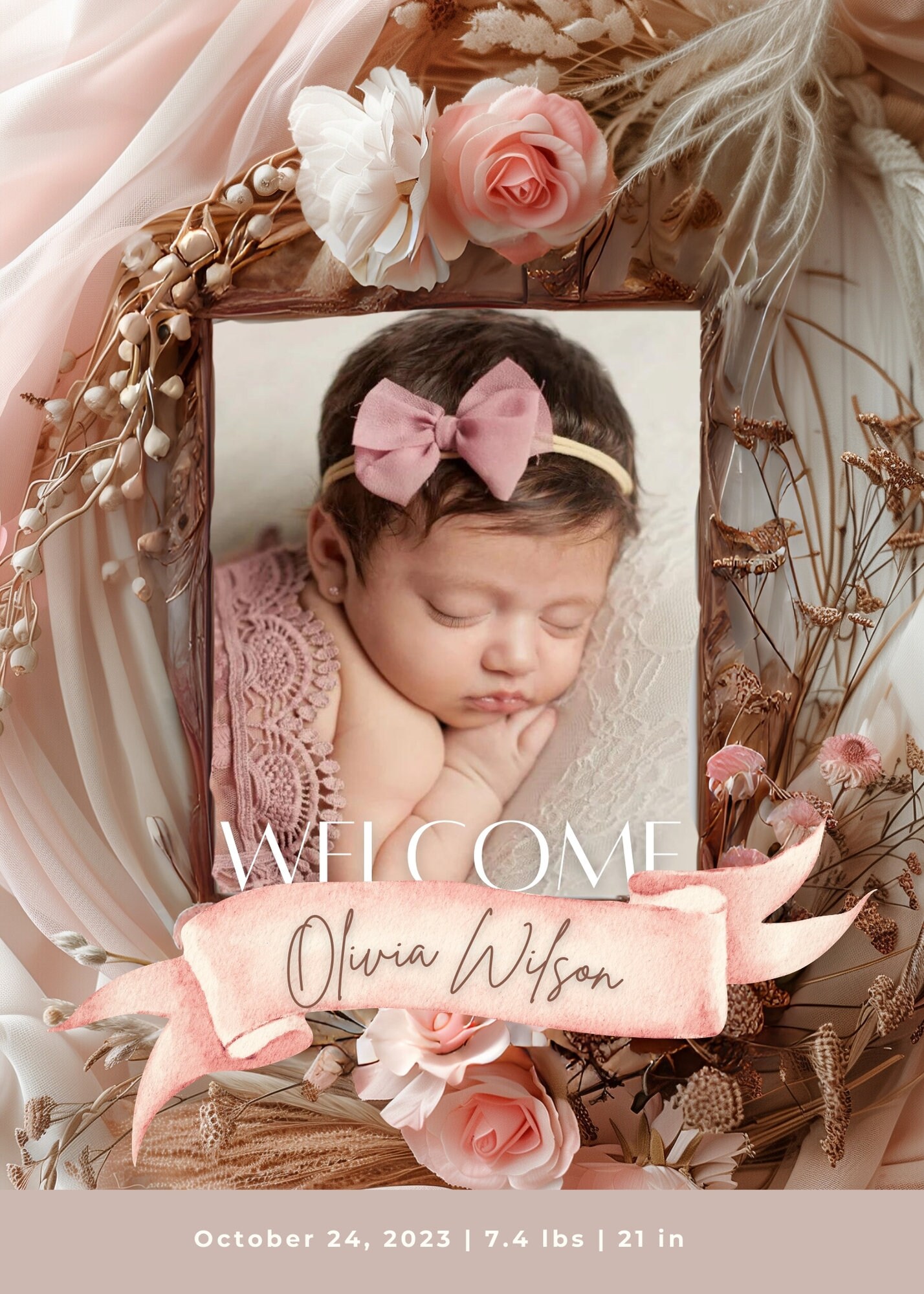 Christian Pregnancy Announcement Baby Girl, Digital Editable Template ...