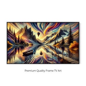 Vibrant Landscape Digital Art for Samsung Frame TV | Colorful Mountain Lake Scene | Abstract Nature Artwork Download for Art TV Decor