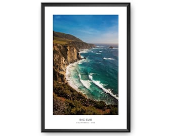 Big Sur Coastal Photography Print, Pacific Ocean View (Digital Download)