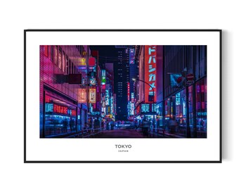 東京の街並みを描いたプリント｜現代日本の旅行ポスター（デジタルダウンロード）