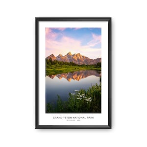 Grand Teton Nationalpark Druck, Wyoming Landschaft Foto, Digital Download, Berg Spiegelung Wandkunst, Natur Fine Art Fotografie