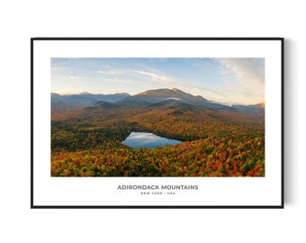 Adirondack Mountains Scenic Landscape Print | Upstate NY Travel Poster (Digital Download)