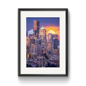 Downtown Seattle Skyline - Digital Download - High-Res Fine Art Photography - Cityscape Wall Art - Urban Nightscape Print