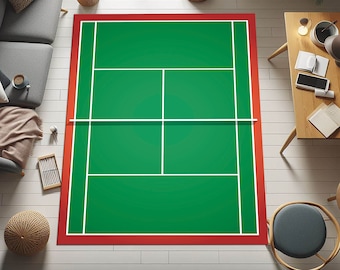 Tennismatta, present till tennisspelare, blå matta, temamatta, tecknad matta, lekrumsmatta, konstmatta, barnmatta, tennisdekor, sportmatta, tennismatta