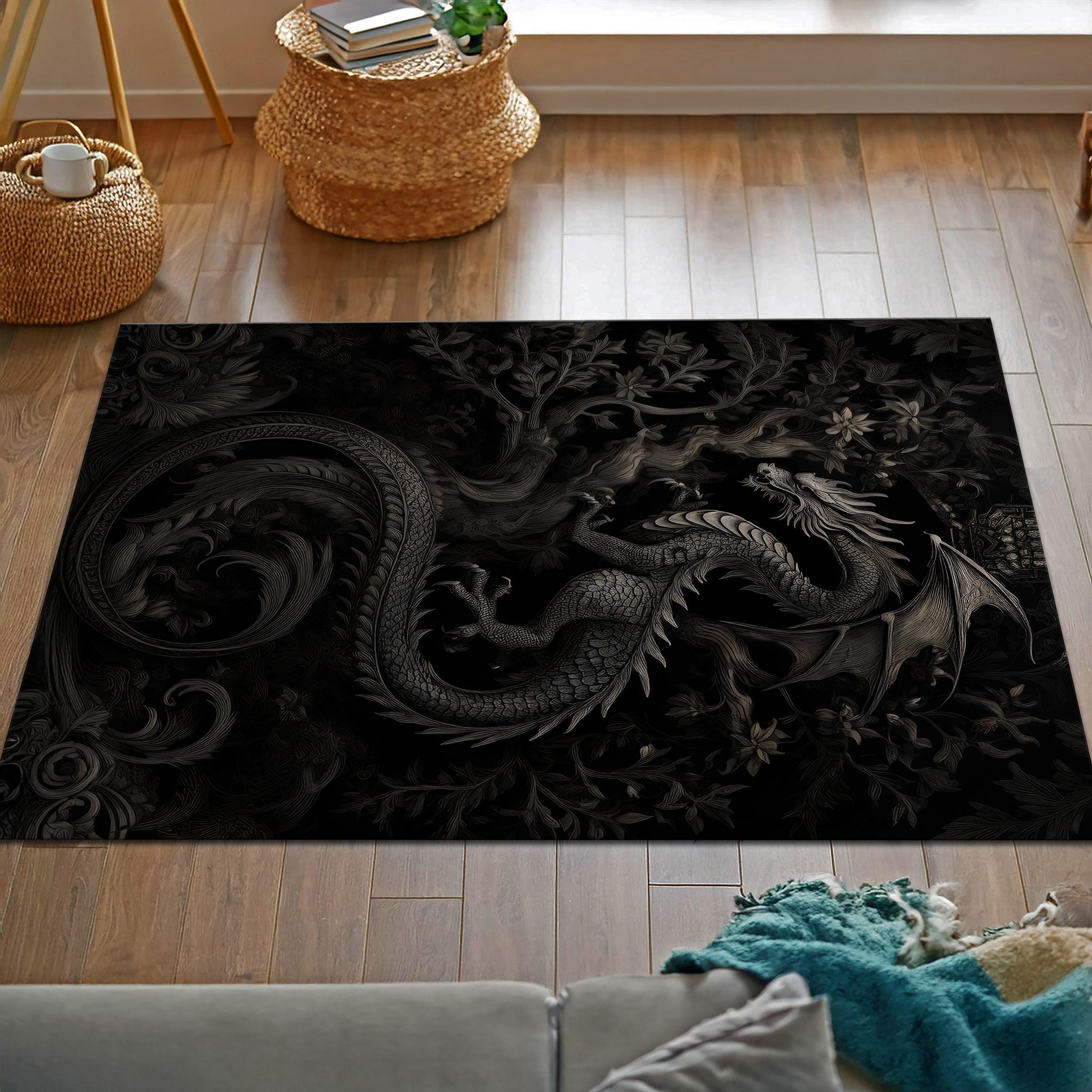 ドラゴンラグ、スカル&ドラゴンエリアラグ、フルサイズ3 x 5 4 x 6 5 x 8フィートノンスリップフロアマットソフトレストエリアリビングダイニング用ドアマッ ドラゴンラグ、スカル\u0026ドラゴンエリアラグ、フルサイズ3 x 5 4 x 6 5 x