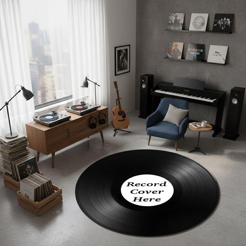 Album Rug, Record Round Rug, Personalized Rug, Retro Record Rug ...