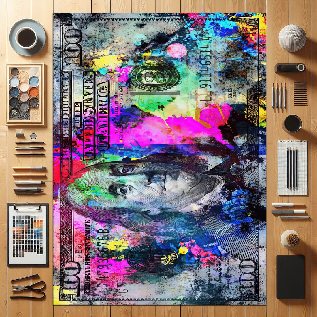 Graffiti Dollar Rug,money Rug,black Dollar Rug,hundred Bucks Rug,cash ...