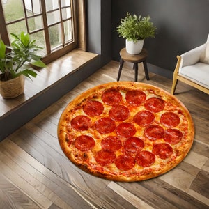 Pepperoni Rug, Pizza Round Rug, Food Round Rug, Kitchen Rug, Kitchen Round Rug, Area Rug, Non Slip Rug, Gift Rug, Soft Rug, Floor Rug