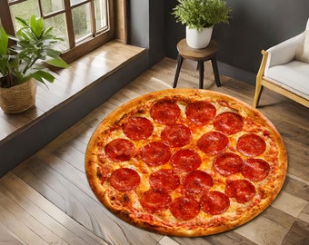 Pepperoni Rug, Pizza Round Rug, Food Round Rug, Kitchen Rug, Kitchen Round Rug, Area Rug, Non Slip Rug, Gift Rug, Soft Rug, Floor Rug