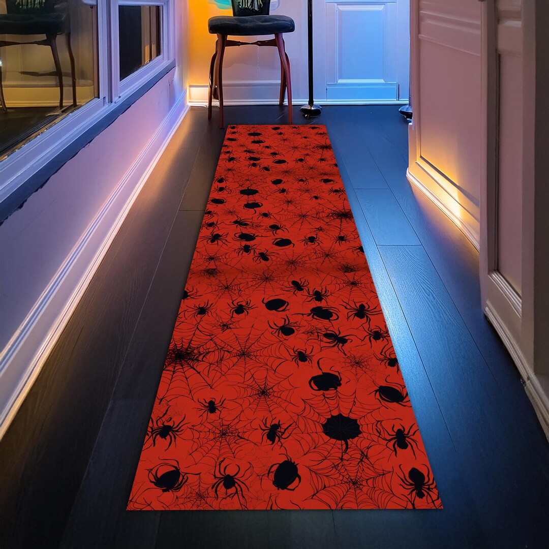 Spider Gothic Runner Rug for Halloween, Web Rug, Halloween Rug, Horror ...
