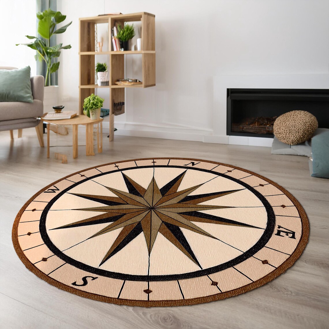 Compass Rug, Sailor Decor, Nautical Rug Compass Themed Mat, Yacht ...