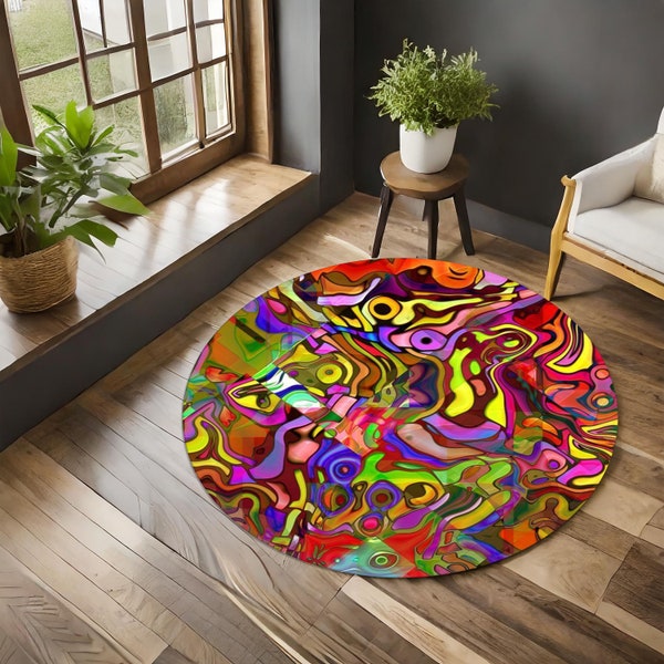 Tribal Hippie Trippy Round Rug
