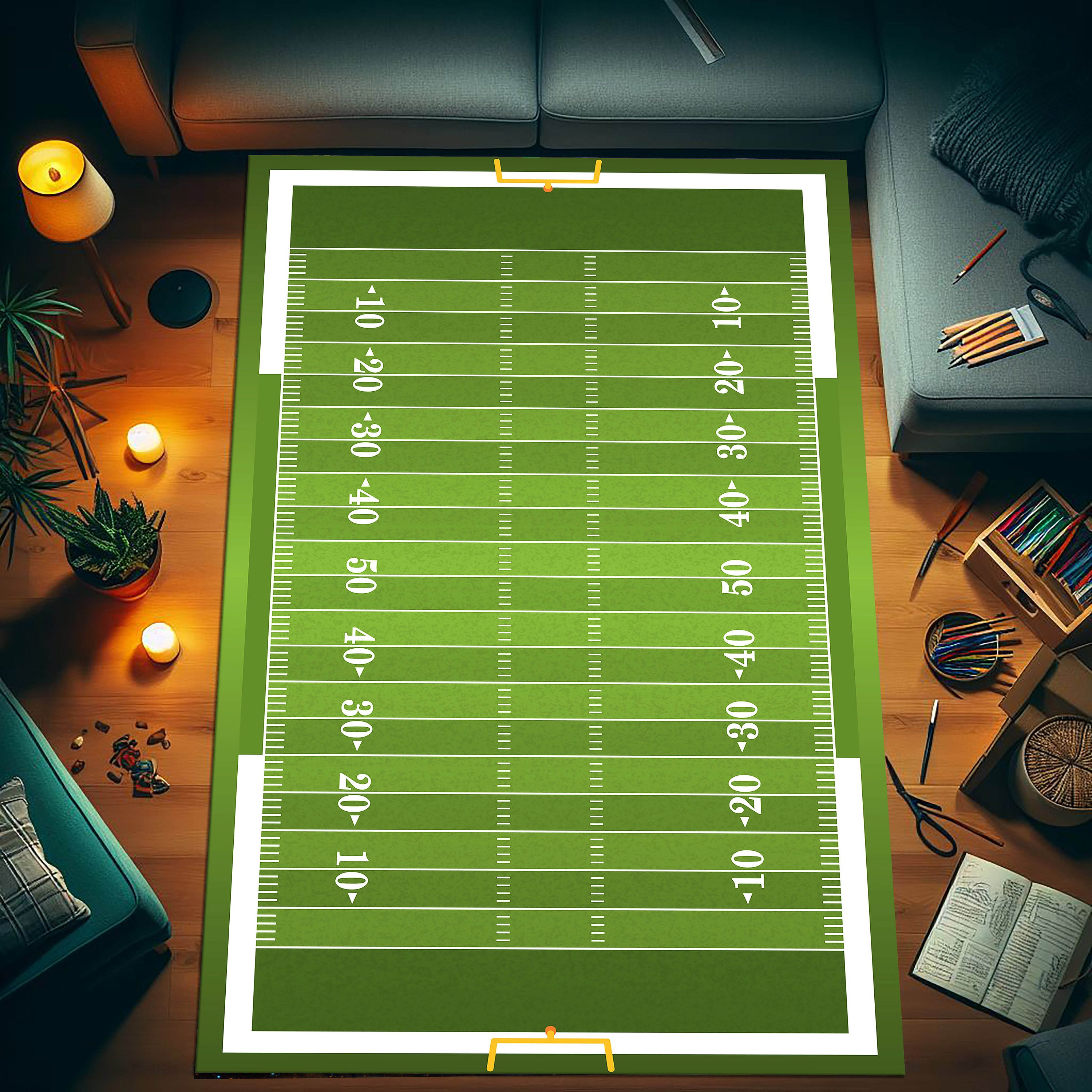 Cu Football Rug American Football Rug, Football Coart Rug, Gift for Him, Sports Rug ...
