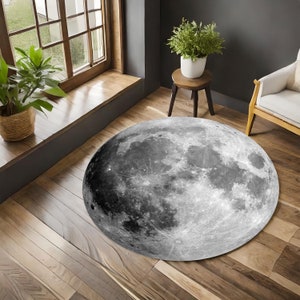 Moon Rug, Moon Round Rug, Round Carpet, Gamer Room Rug, Moon Lover Gift, Non Slip Round Rug, Rug for Living Room, Rug for Kidsroom,