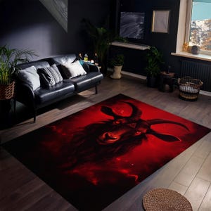 Baphomet Teppich, Goat Teppich, Schwarzer Phillip Teppich, Satan Teppich, Gothic Teufel Teppich für Gothischen Raum, Benutzerdefinierte Teppich, Wohnzimmer