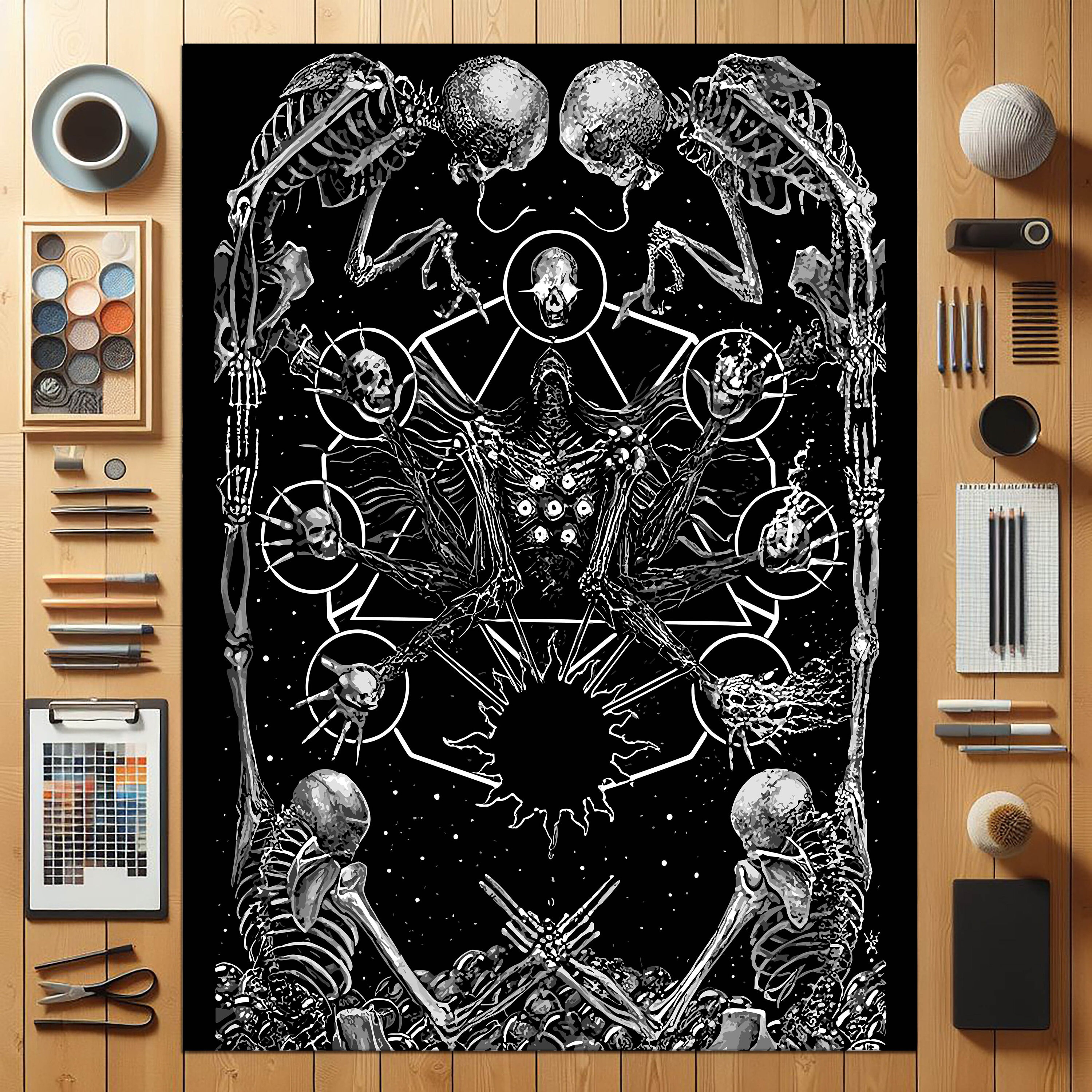 Discover Dewil With Skull Scary Rug, Gothic Style Rug, Scary Rug, Non-slip Area Rug, Gothic Home Decor, Gift for Gothic Friend,Popular Rug