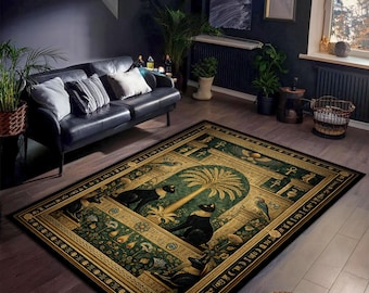 Alfombra de gato del Antiguo Egipto, decoración jeroglífica de Anubis Bastet para sala de estar, alfombra del Antiguo Egipto