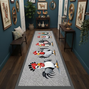 Teppich Läufer Dekor, Läufer Esszimmer Läufer Teppich Bauernhaus teppich Huhn Küchen Läufer Mat
