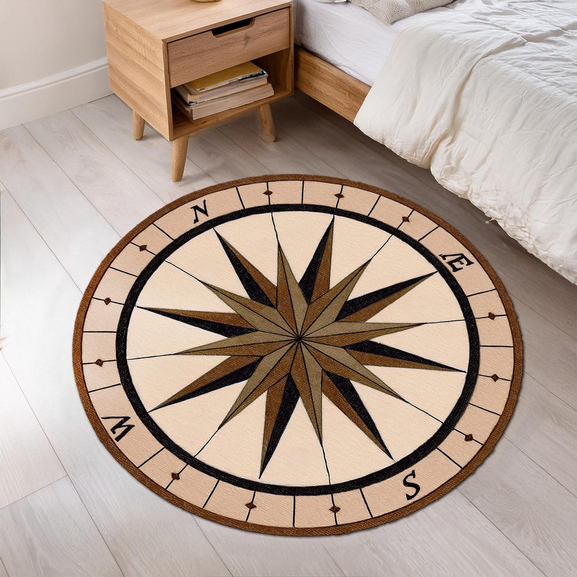 Compass Rug, Sailor Decor, Nautical Rug Compass Themed Mat, Yacht ...