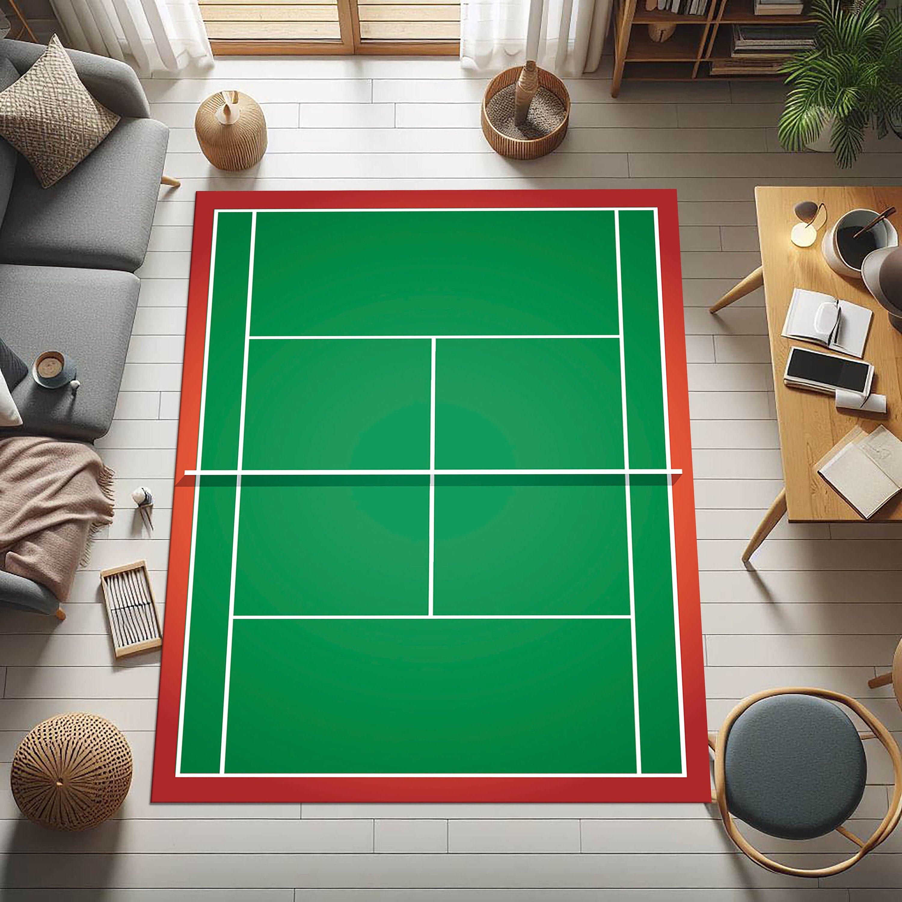 Tennis Coloured Rug Tennis Rug, Tennis Player Gift, Blue Rug, Theme Rug, Cartoon Rug ...
