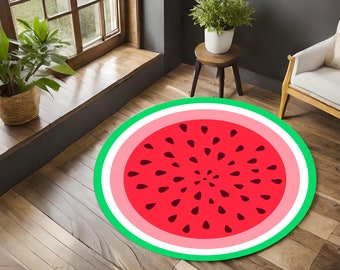 Watermelon Rug, Round Rug, Watermelon Design Rug, Fruit Décor, Kitchen Rug, Play Room Decor, Minimalist Rug, Modern Rug, Area Rug, Kids Rug