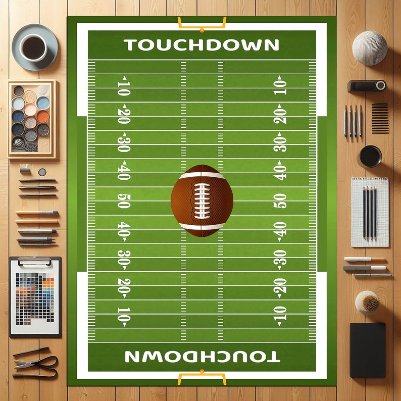 Touchdown Rugs American Football Rug, Football Coart Rug, Gift for Him, Sports Rug ...