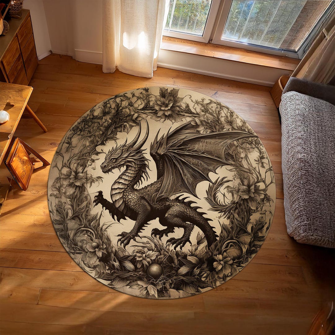 Fantasy Inspired Dragon Rug, Gothic Area Rug, Fairycore, Dark Academia ...
