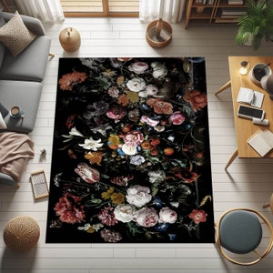 Gartenteppich, Botanischer Teppich, Blumenteppich, Teppich mit Blumenmuster, Teppich, Naturteppich, Hausdekoration, Moderner Teppich