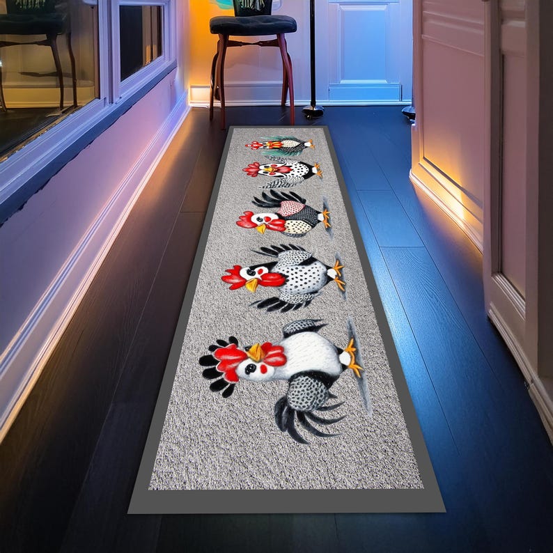 Chicken Runner Decor, Kitchen Dining Room Runner Rug, Farmhouse Rug ...