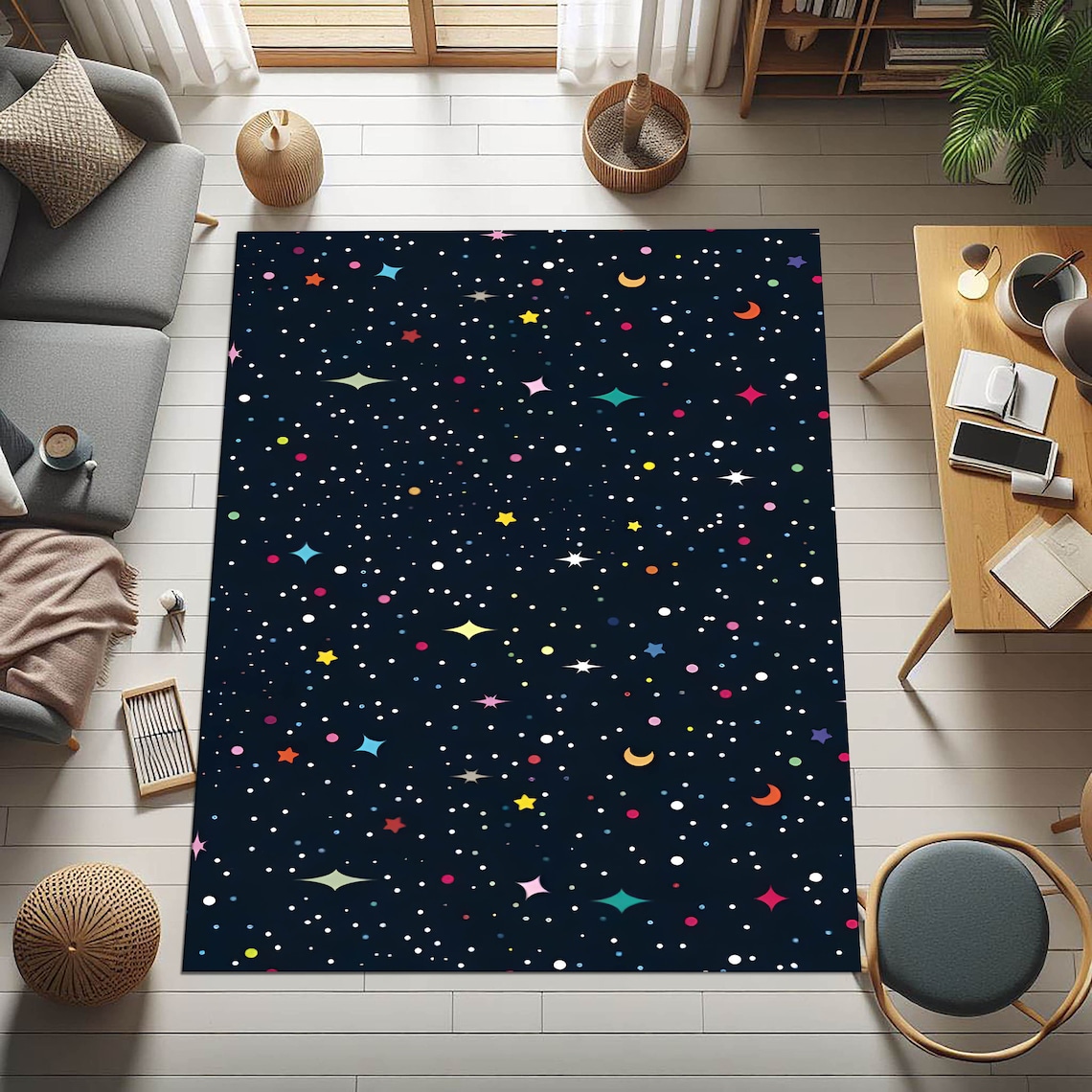 Arcade Stars Rug, Bowling Alley Carpet, Arcade Bar Carpet, Retro Rug ...
