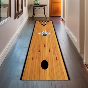 Bowling Lanes Rug for Playing Bowling, Bowling Decor, Bowling Strike Rug, Bowling Playing Rug, Runner Rug, Washable Rug, Non Slip Rug