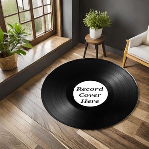 Album Rug, Record Round Rug, Personalized Rug, Retro Record Rug, Anniversary Gift for Partner, Music Decor Rug, Record Rugs, Music Rug