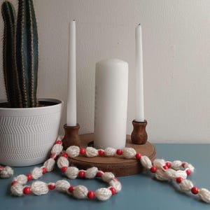 Christmas Garland | Popcorn & Cranberries Garland | Holly Berry Garland | Hand Crochet Christmas Garland