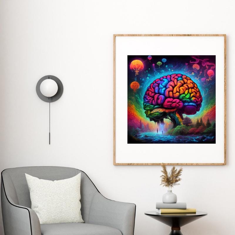 Neuroscience Brain Art Digital Download Prints Rainbow Brain Psych Art ...