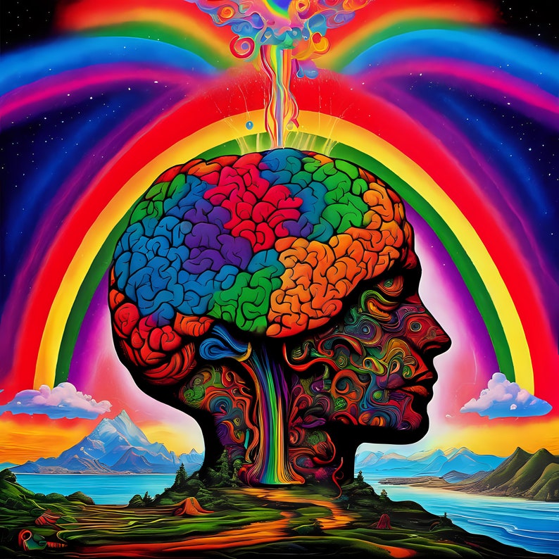 Neuroscience Brain Art Digital Download Prints Rainbow Brain Psych Art ...