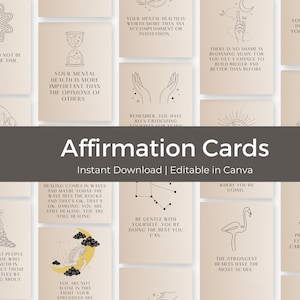 Affirmation cards | Digital AffirmationCards for Self-Care and Self-Discovery Mindful Cards  Mental Health Card Printable Digital Downloads