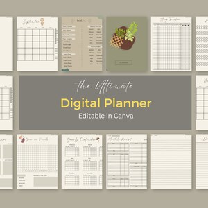 Canva Template Self Care Planner Grön Brun Digital Goodnotes planerare student digital planerare Dailyplanner ipadPlanner Digital Planner PDF