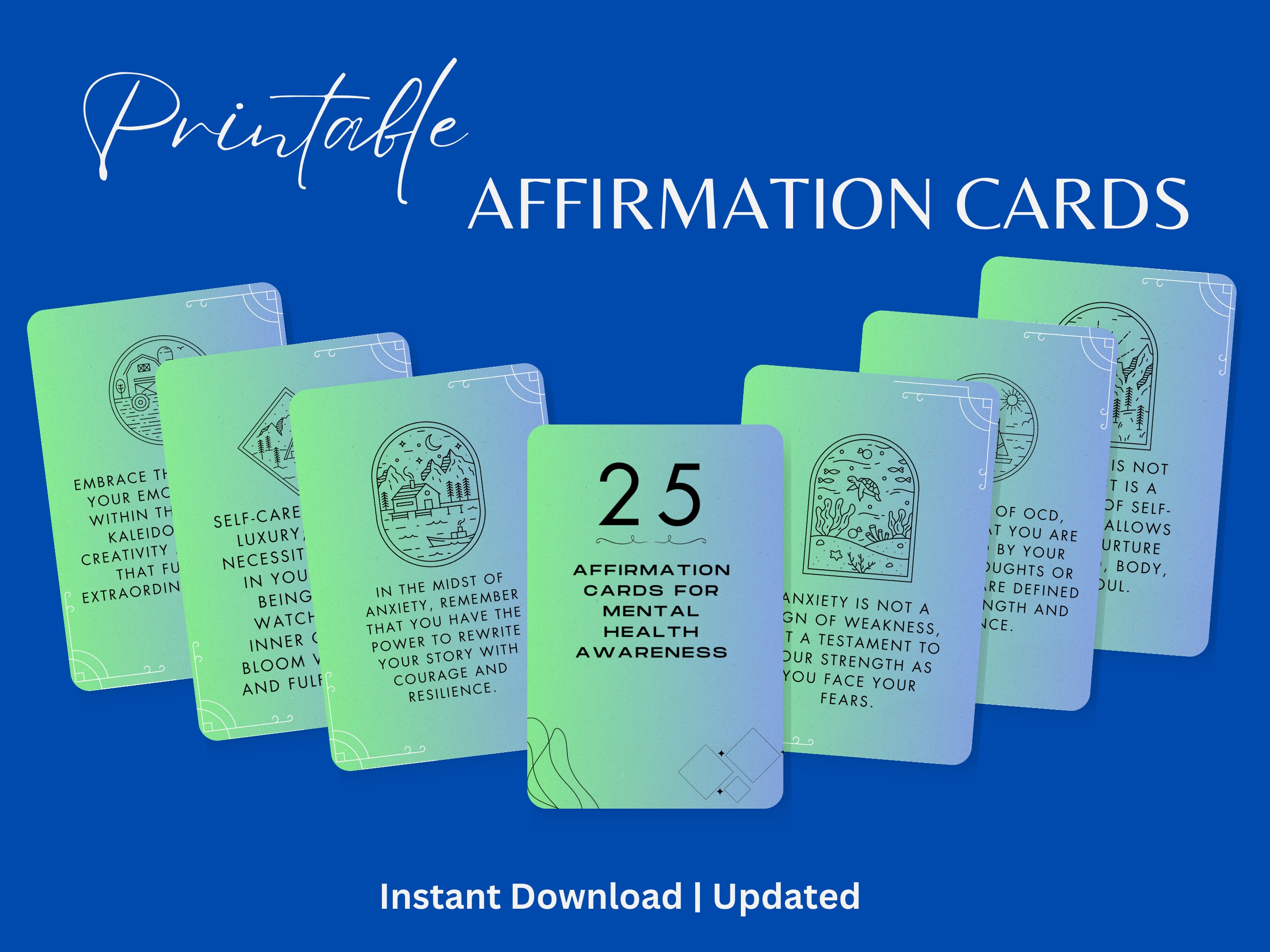 Affirmation Cards for Mental Health Awareness Mindful Cards Self Love ...