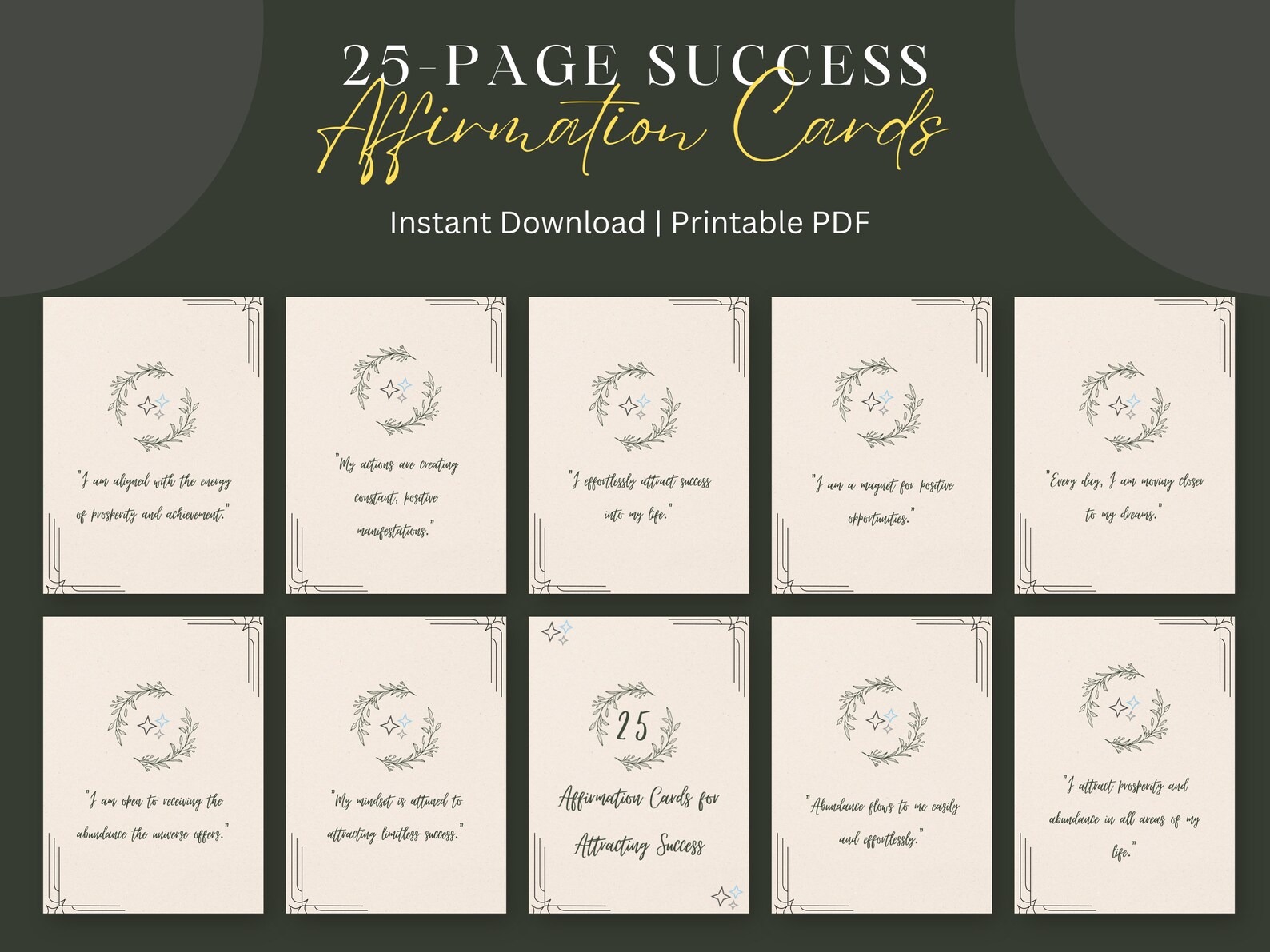 Printable Affirmation Cards for Attracting Success Mental Health ...