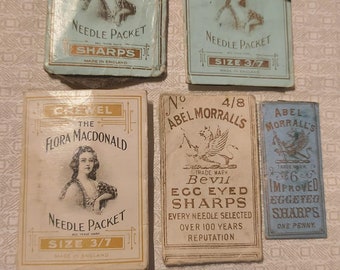 batch of 5 packets Abel Morrall's Needles, vintage