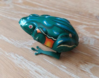 GRENOUILLE SAUTEUSE JOUET MÉCANIQUE ANCIEN JUMPING FROG MTU