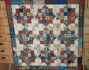 Unique hand-made quilt 'Syntagma Musicum', 127 x 127 cm, wall hanging