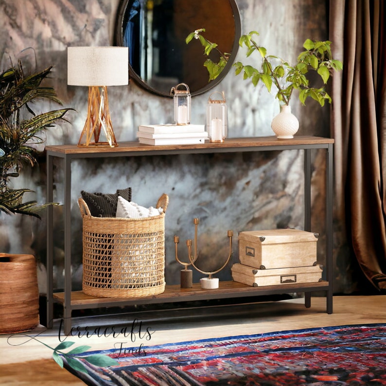 Modern Wooden Console Table 47.2 Inches Entryway Side Table With Shelf