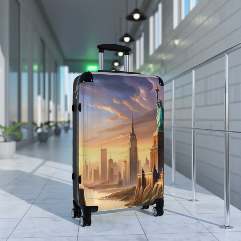 Suitcase New York City Luggage Statue of Liberty Travel the Etsy