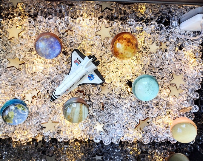Outer space sensory kit, solar system, kids sensory play bin