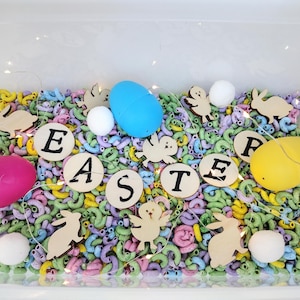 Spring-Summer-Easter sensory bin, sensory play, kids activity