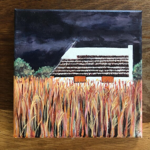 プロヴァンス＝カマルグの家。キャンバスに描いたアクリル画。20×20cm 